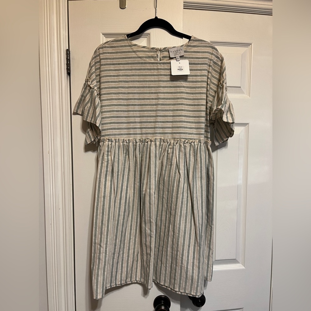 Hayden Striped Cream and Gray Dress